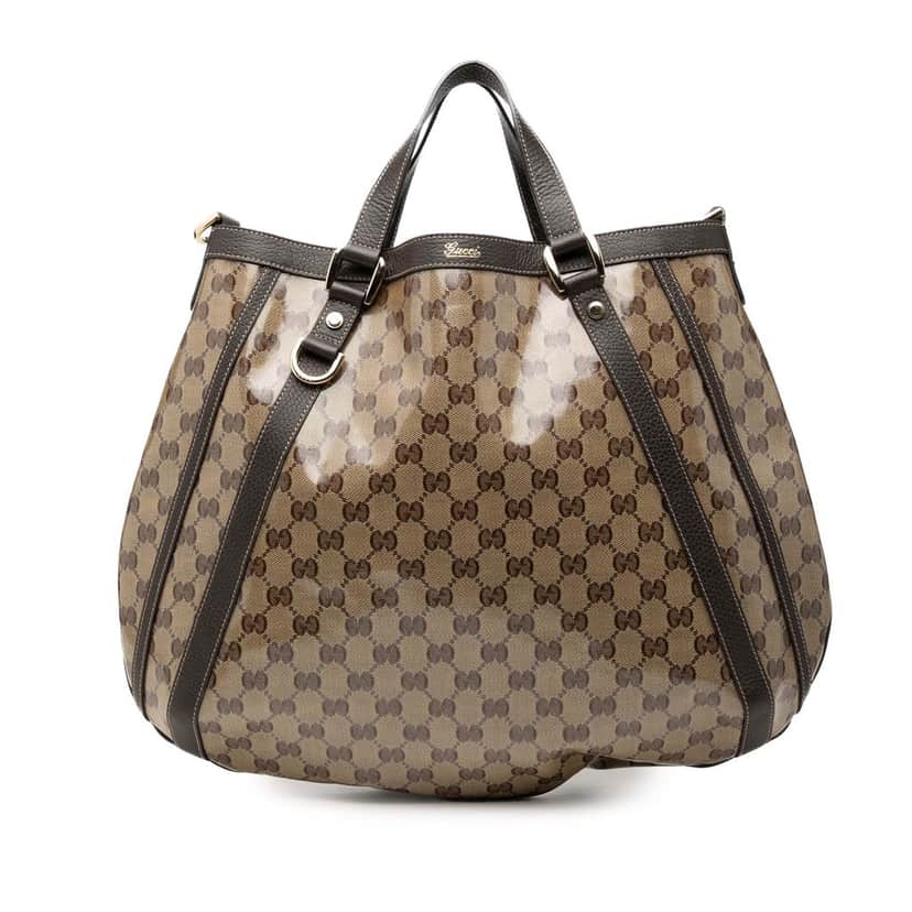 Gucci GG Crystal Abbey D Ring Convertible Tote Beige Very good condition - Front View