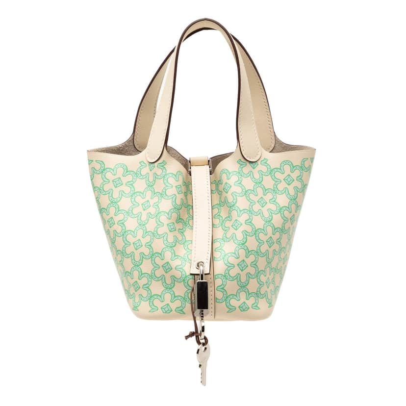 Hermès Micro Swift Lucky Daisy Picotin Lock 14 White Leather Very good condition - Front View