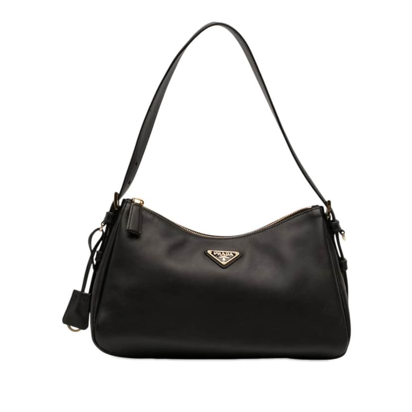 Prada Medium Leather Aimee Shoulder Bag Black Leather Very good condition - Front View