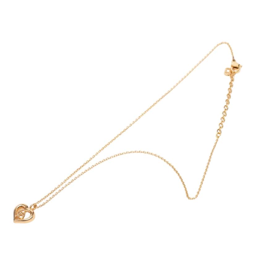 Dior Gold Plated CD Logo Heart Pendant Necklace Gold Metal Very good condition - Front View