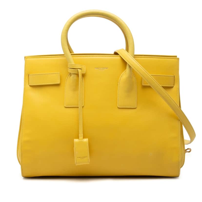 Saint Laurent Small Leather Sac De Jour Satchel Yellow Leather Very good condition - Front View