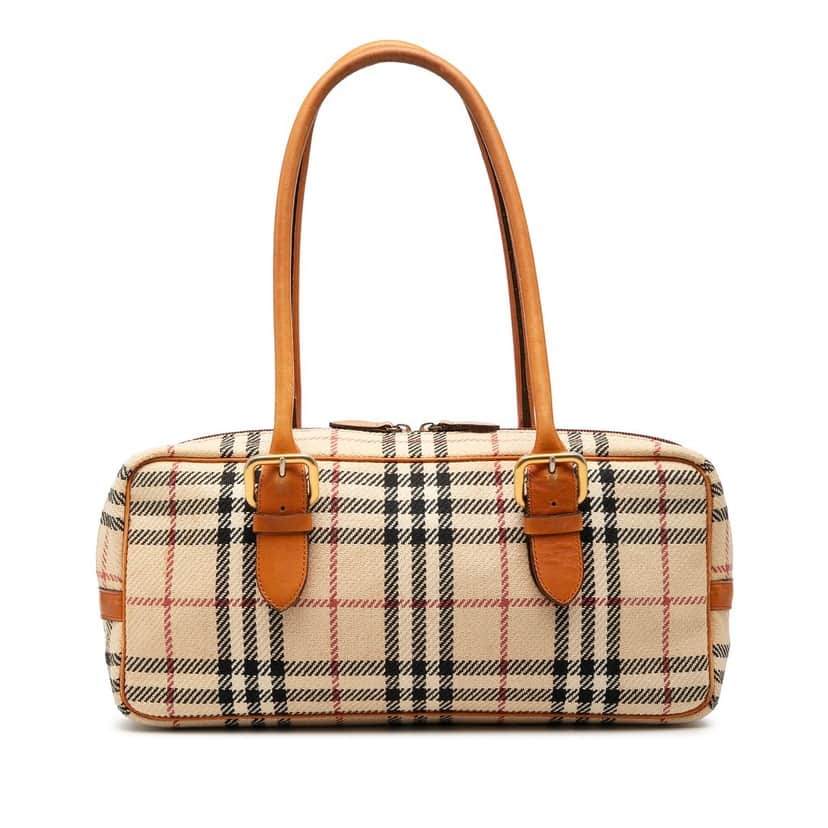 Burberry House Check Wool Shoulder Bag Beige Very good condition - Front View