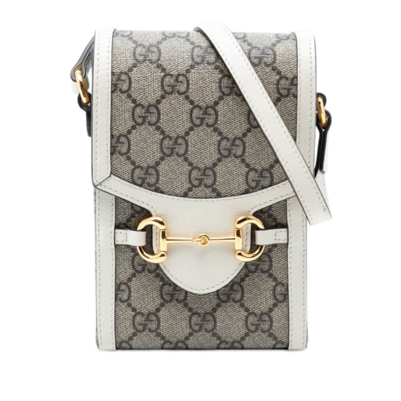 Gucci Mini GG Supreme Horsebit 1955 Crossbody Beige Very good condition - Front View