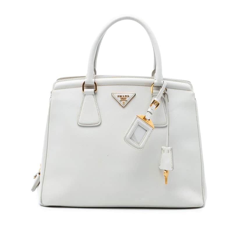 Prada Saffiano Lux Parabole Tote White Leather Very good condition - Front View