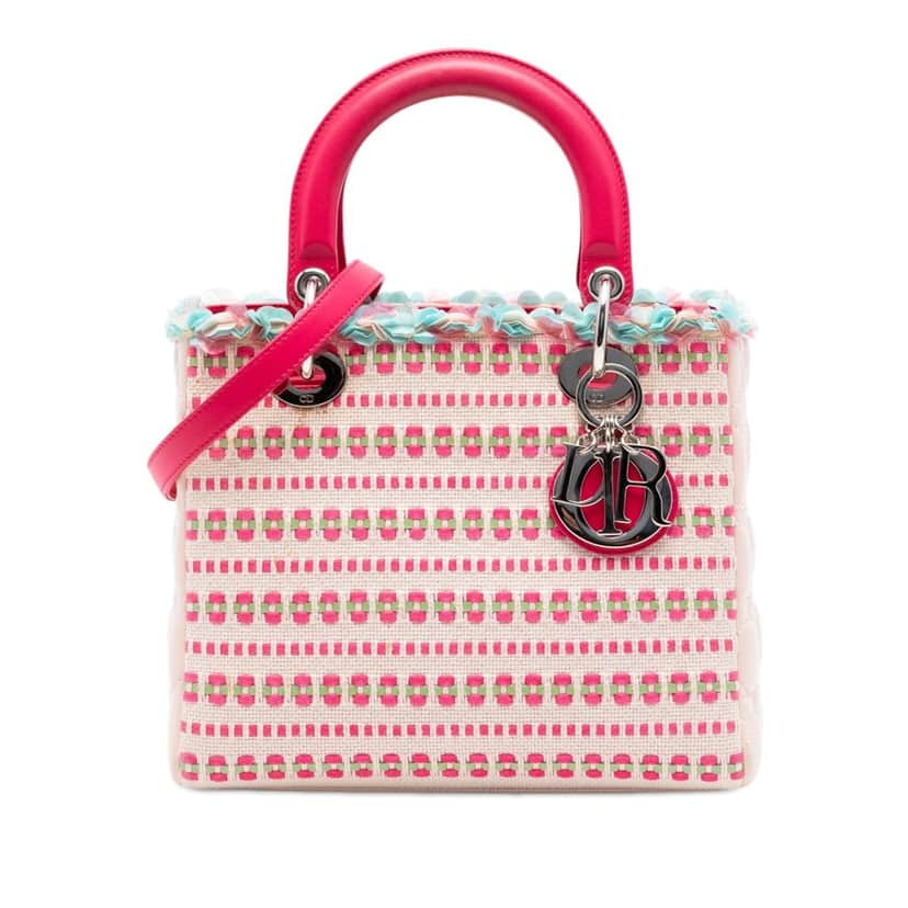 Dior Medium Tweed Sequin Lady Dior Pink Very good condition - Front View