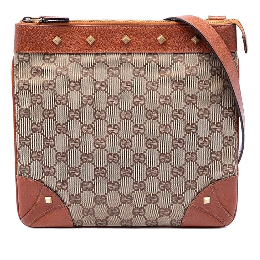 Gucci GG Canvas Nailhead Crossbody Beige Very good condition - Front View