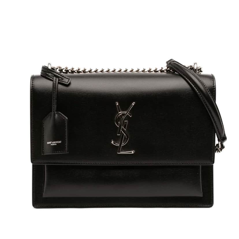 Saint Laurent Medium Calfskin Monogram Sunset Crossbody Black Leather Very good condition - Front View
