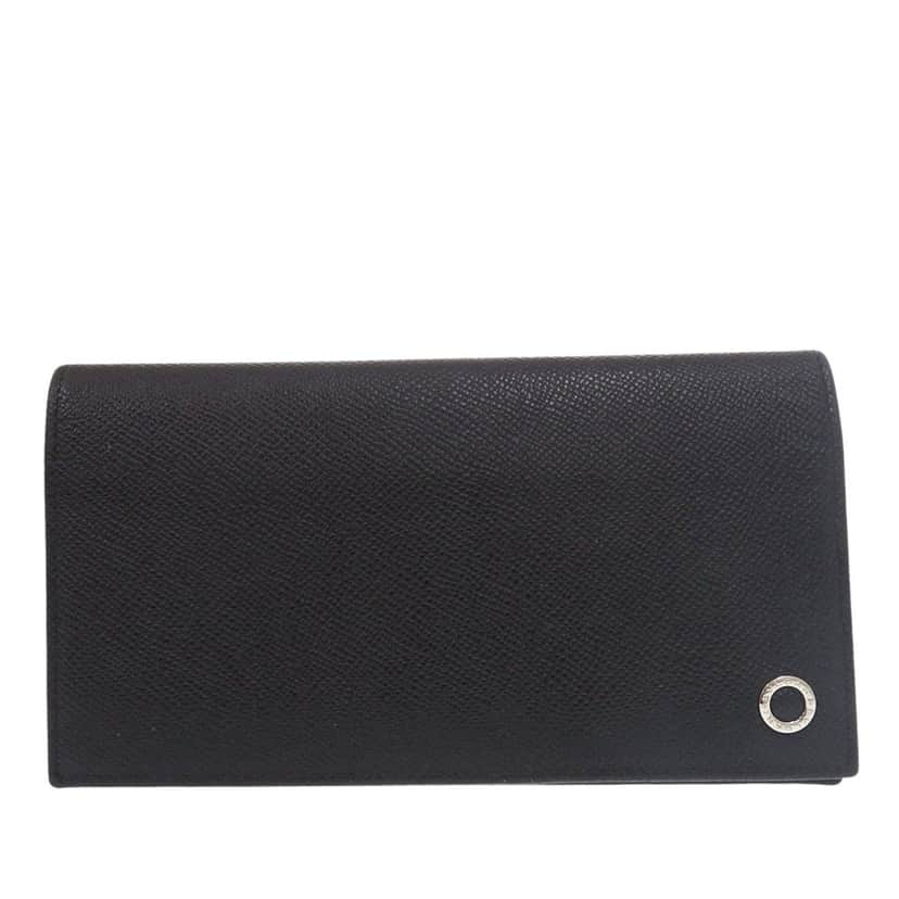 Bvlgari Large Grained Calfskin Bvlgari Bvlgari Wallet Black Leather Very good condition - Front View
