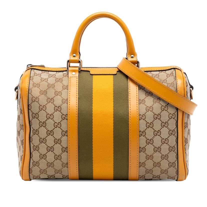 Gucci Medium GG Canvas Web Joy Boston Bag Beige Very good condition - Front View