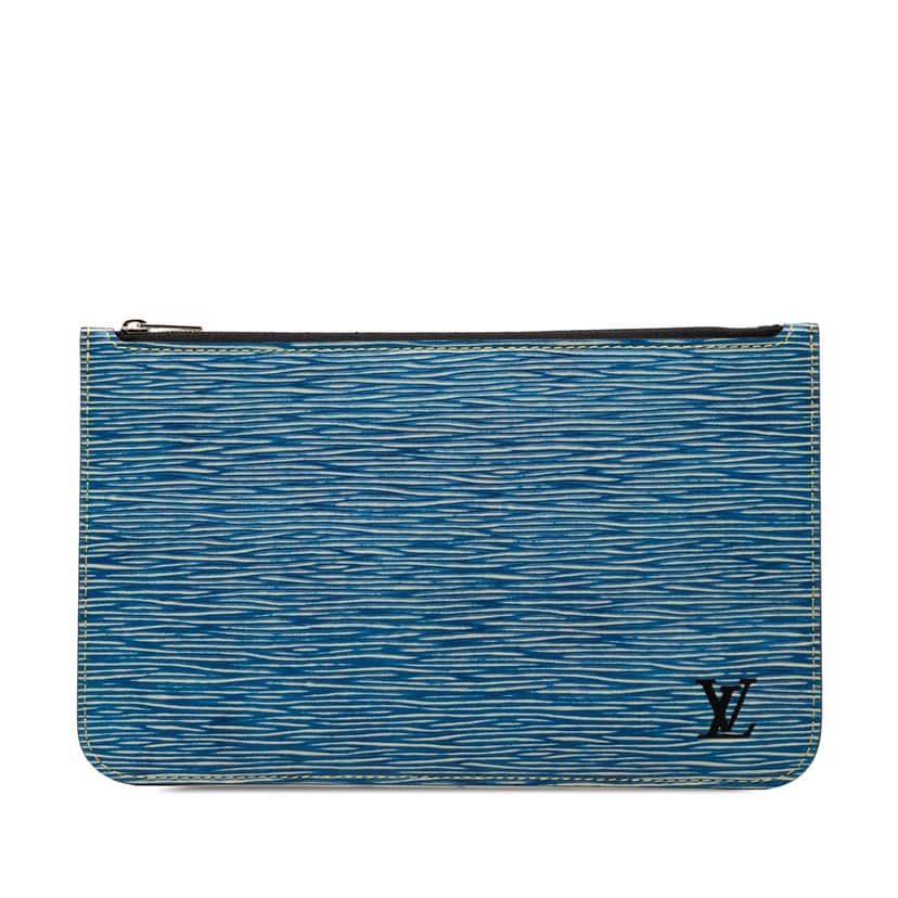 Louis Vuitton Epi Denim Neverfull Pouch Blue Leather Very good condition - Front View