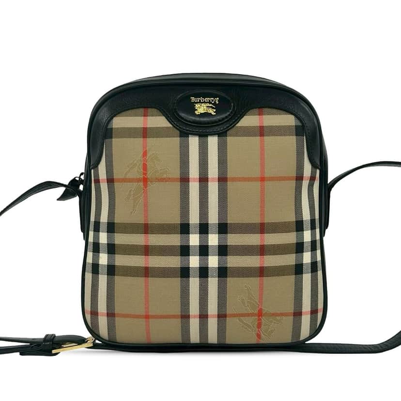 Burberry Haymarket Check Canvas Crossbody Beige Very good condition - Front View