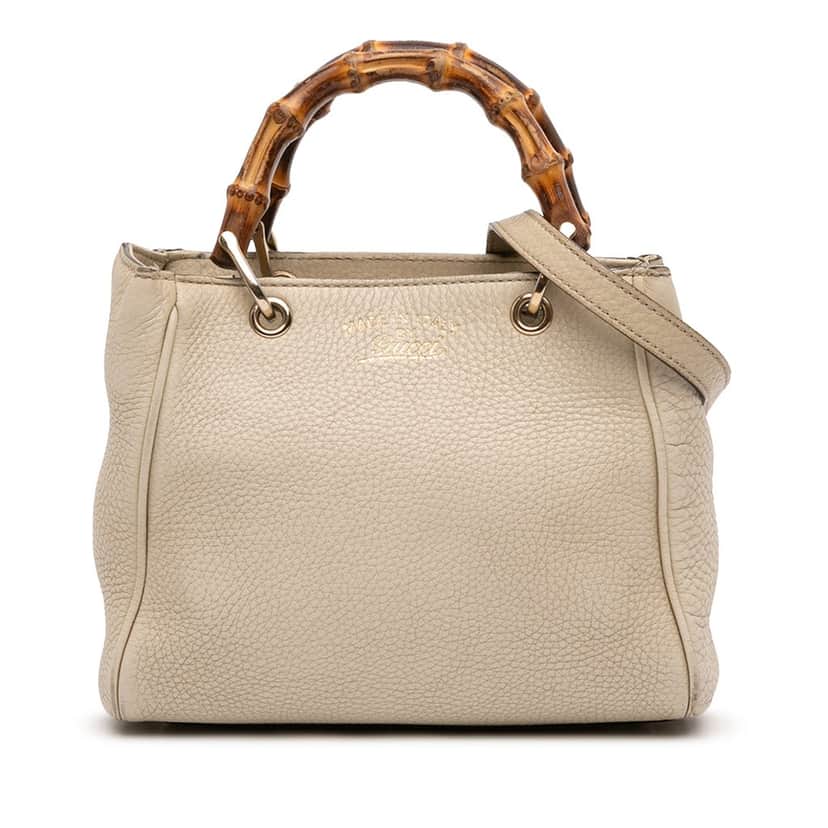 Gucci Mini Calfskin Bamboo Shopper Satchel Brown Leather Very good condition - Front View