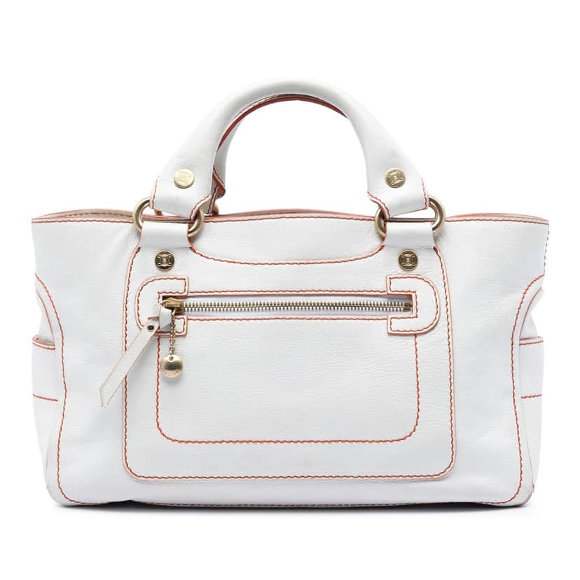 Celine Leather Boogie Handbag White Leather Very good condition - Front View