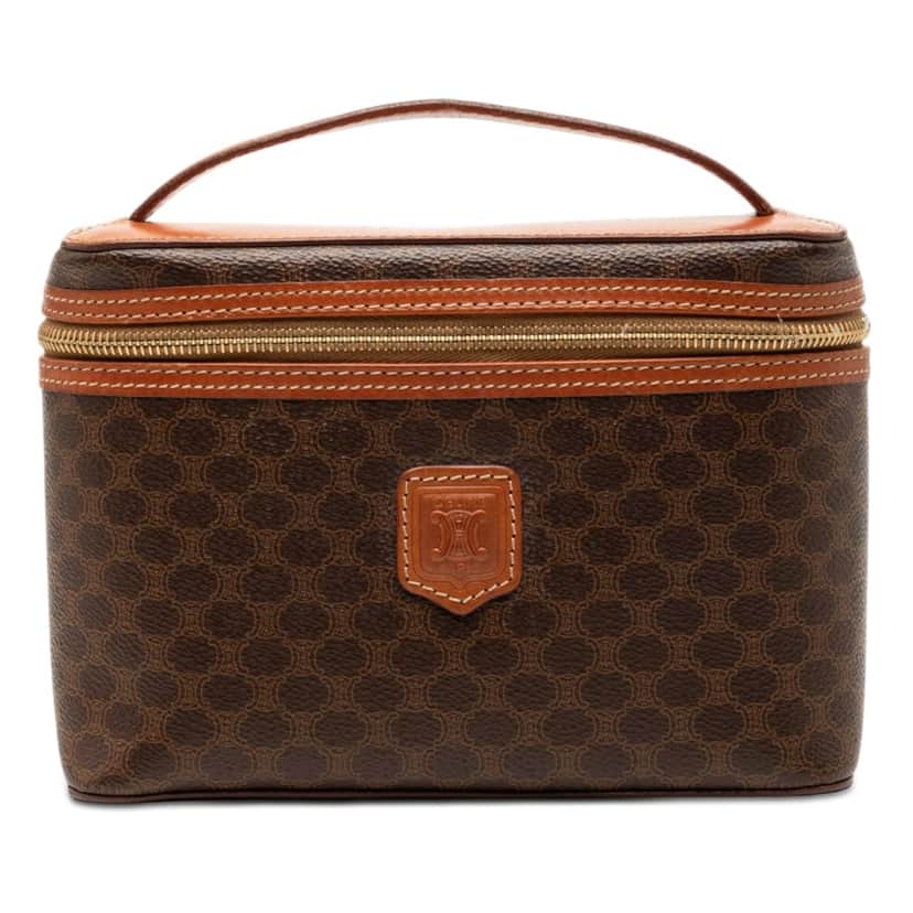 Celine Macadam Coated Canvas Vanity Bag Brown Very good condition - Front View