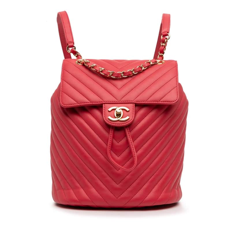 Chanel Small Chevron Calfskin Urban Spirit Backpack Red Leather Very good condition - Front View