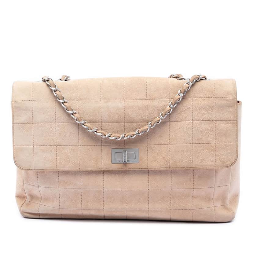 Chanel Choco Bar Suede Mademoiselle Turnlock Flap Brown Leather Very good condition - Front View