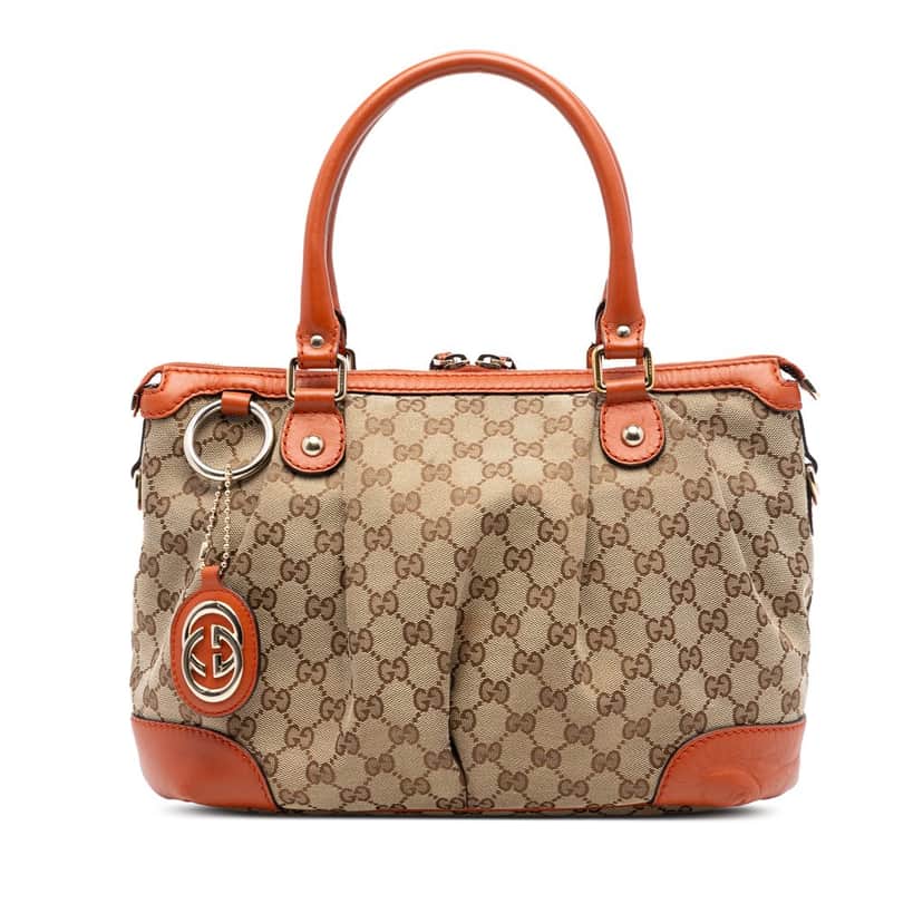 Gucci GG Canvas Sukey Satchel Beige Very good condition - Front View