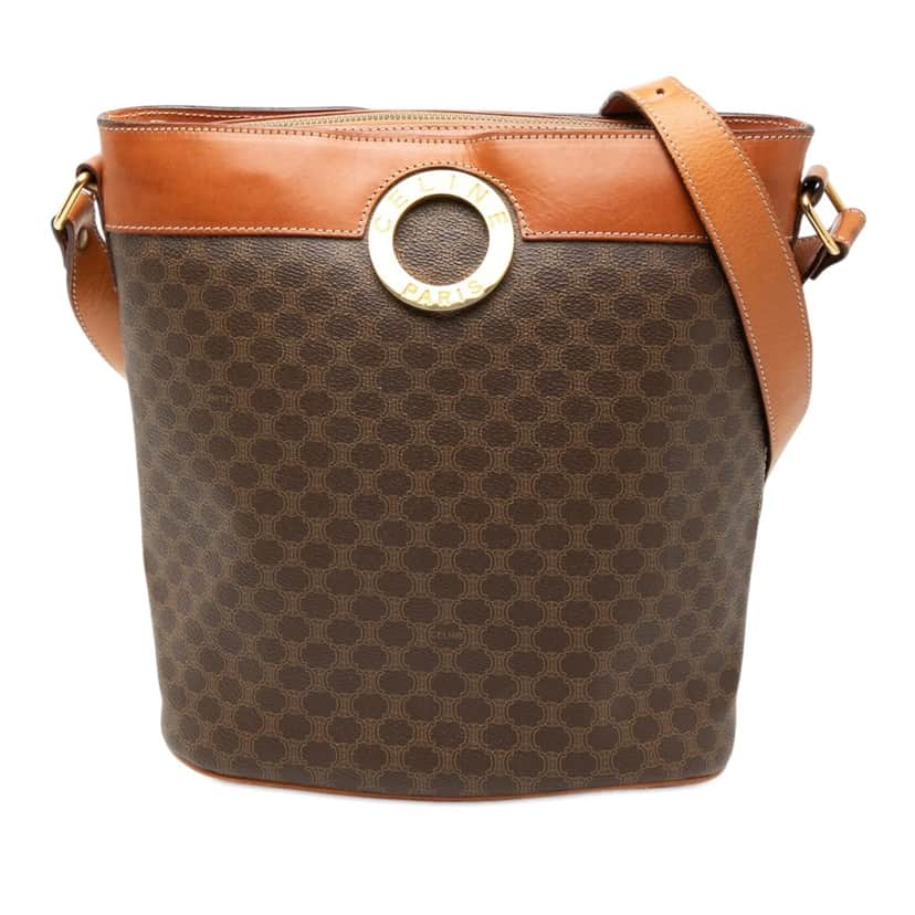 Celine Macadam Coated Canvas Bucket Bag Brown Very good condition - Front View