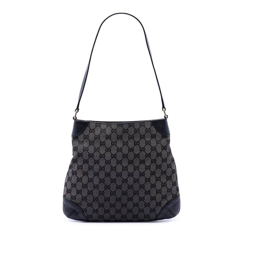 Gucci GG Canvas Shoulder Bag Black Very good condition - Front View