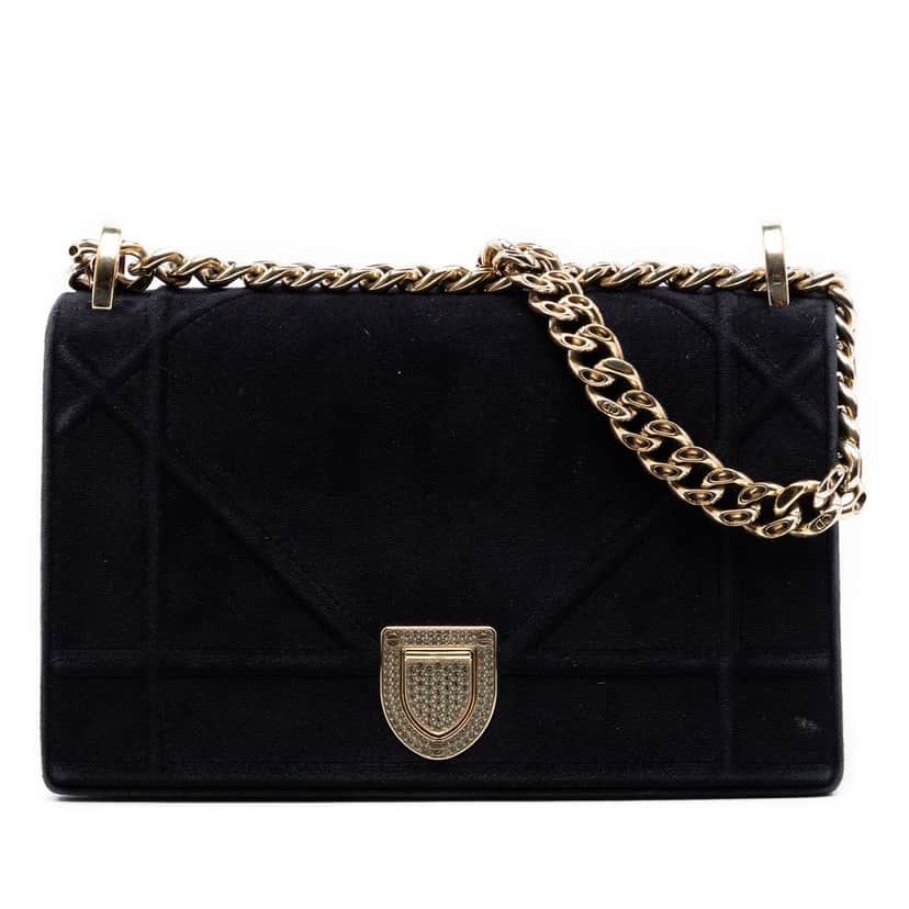 Dior Small Velvet Diorama Flap Black Very good condition - Front View