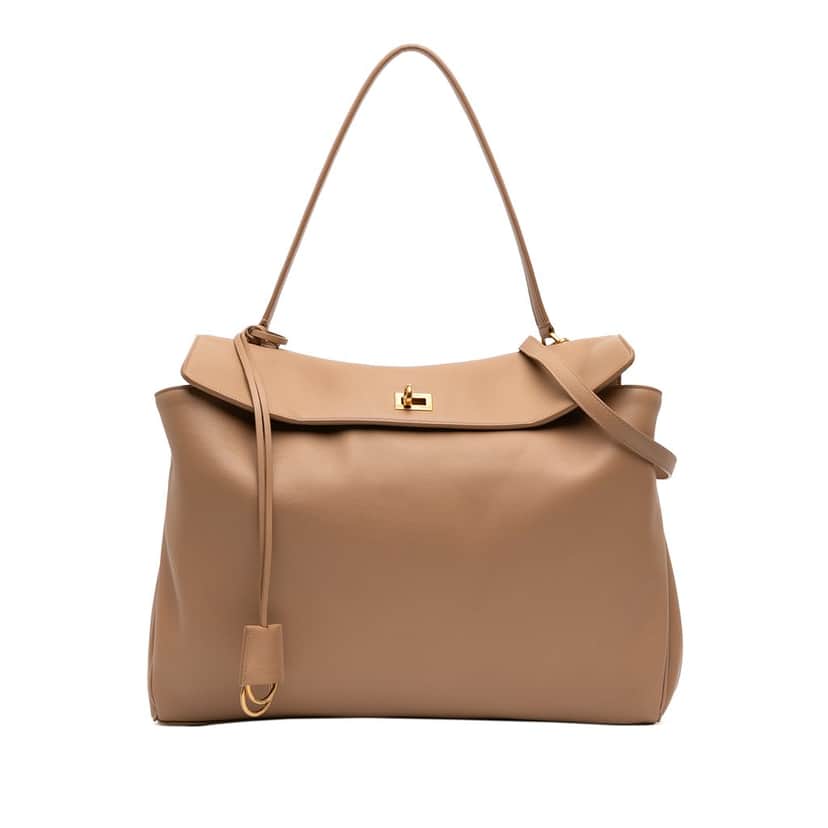 Balenciaga Large Smooth Calfskin Rodeo Satchel Beige Leather Very good condition - Front View