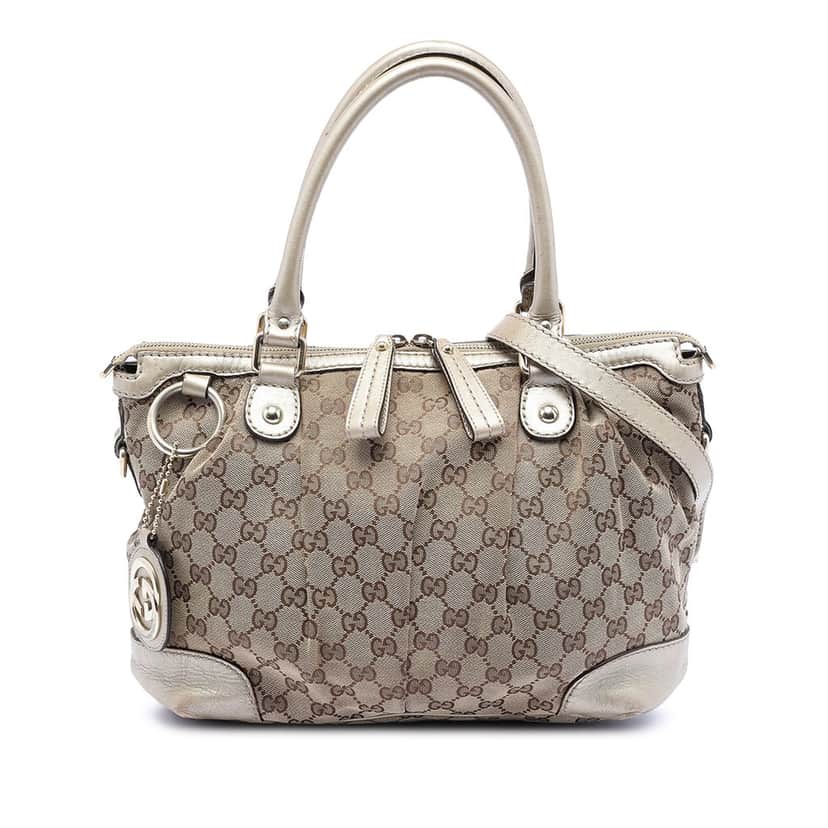 Gucci GG Canvas Sukey Satchel Beige Very good condition - Front View