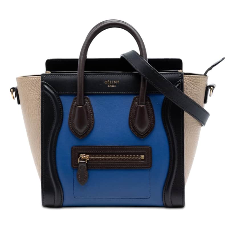 Celine Nano Tricolor Leather Luggage Tote Blue Leather Very good condition - Front View