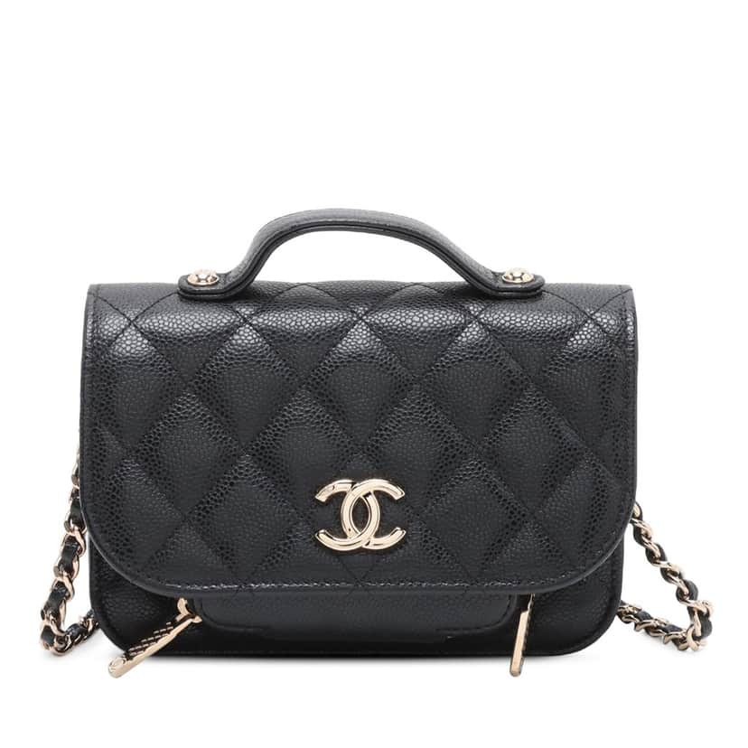 Chanel Mini Caviar Business Affinity Top Handle Bag Black Leather Very good condition - Front View