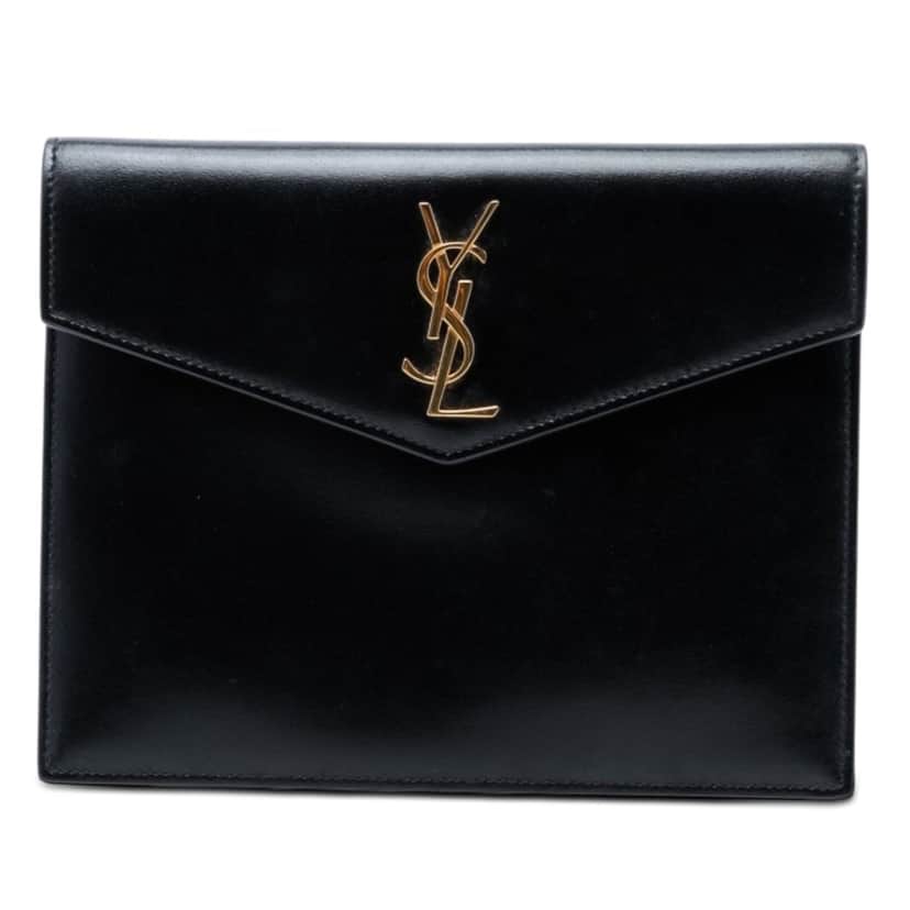Saint Laurent Baby Smooth Shiny Calfskin Monogram Uptown Pouch Black Leather Very good condition - Front View