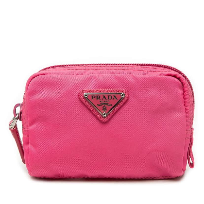 Prada Tessuto Cosmetic Pouch Pink Very good condition - Front View