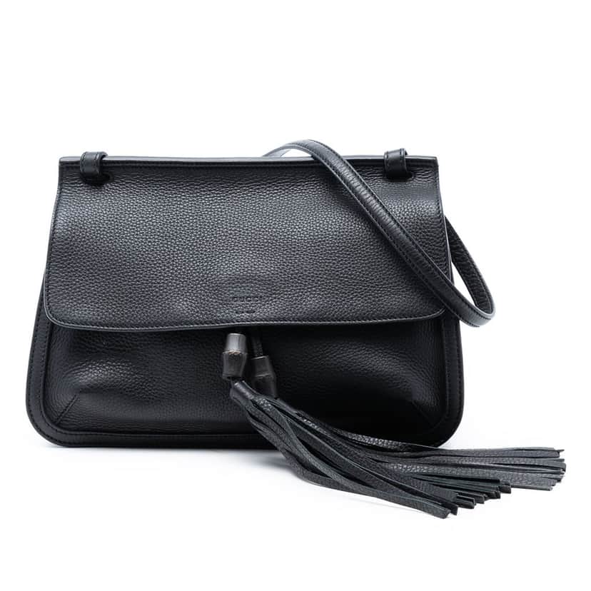 Gucci Medium Leather Bamboo Daily Crossbody Black Leather Very good condition - Front View
