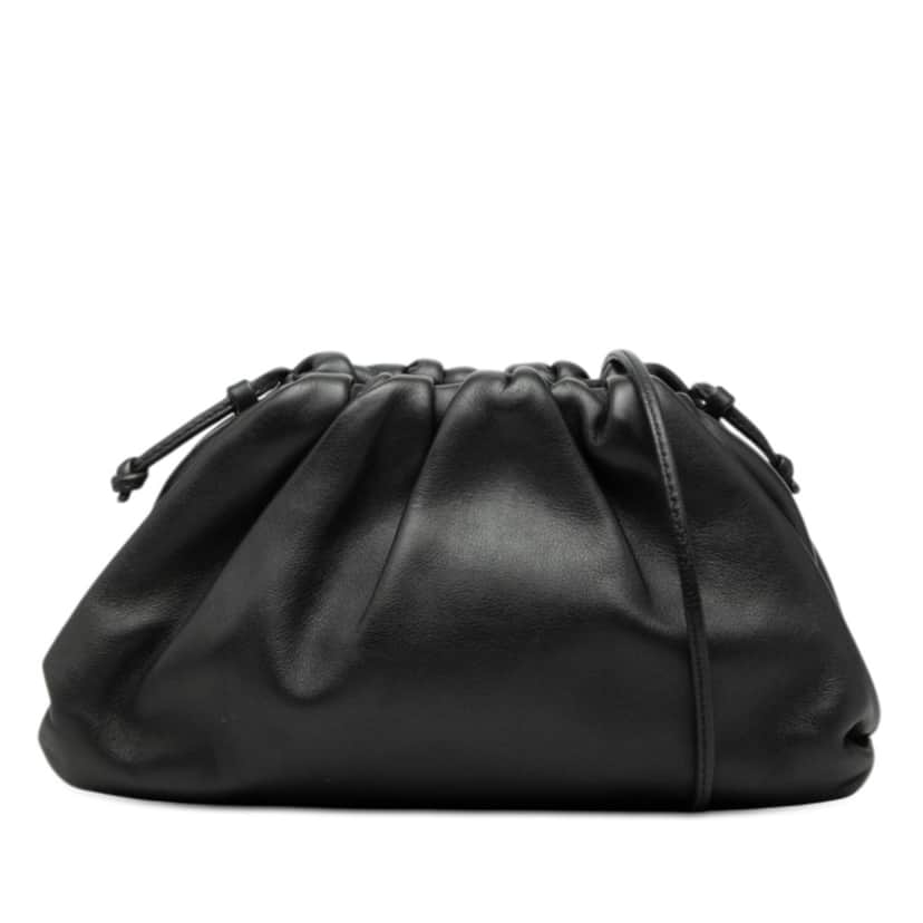Bottega Veneta Lambskin The Mini Pouch Crossbody Black Leather Very good condition - Front View