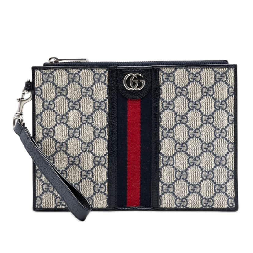 Gucci GG Supreme Web Ophidia Clutch Beige Very good condition - Front View