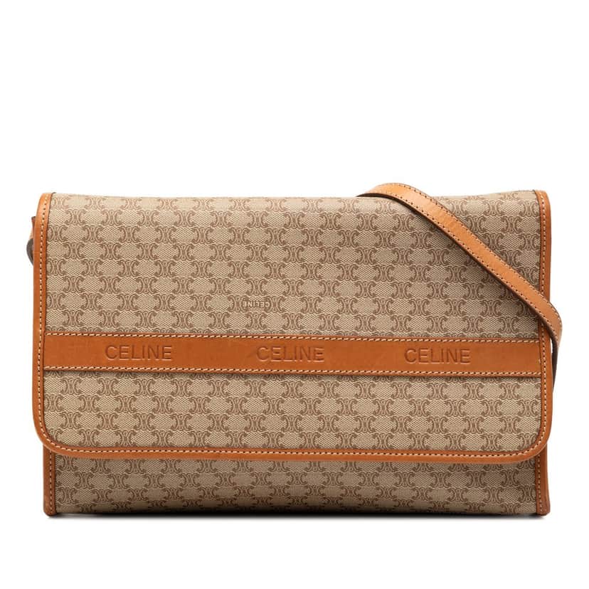 Celine Macadam Coated Canvas Crossbody Beige Very good condition - Front View