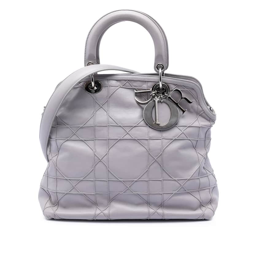 Dior Medium Lambskin Cannage Polochon Granville Satchel Other Leather Never worn, with tag - Front View