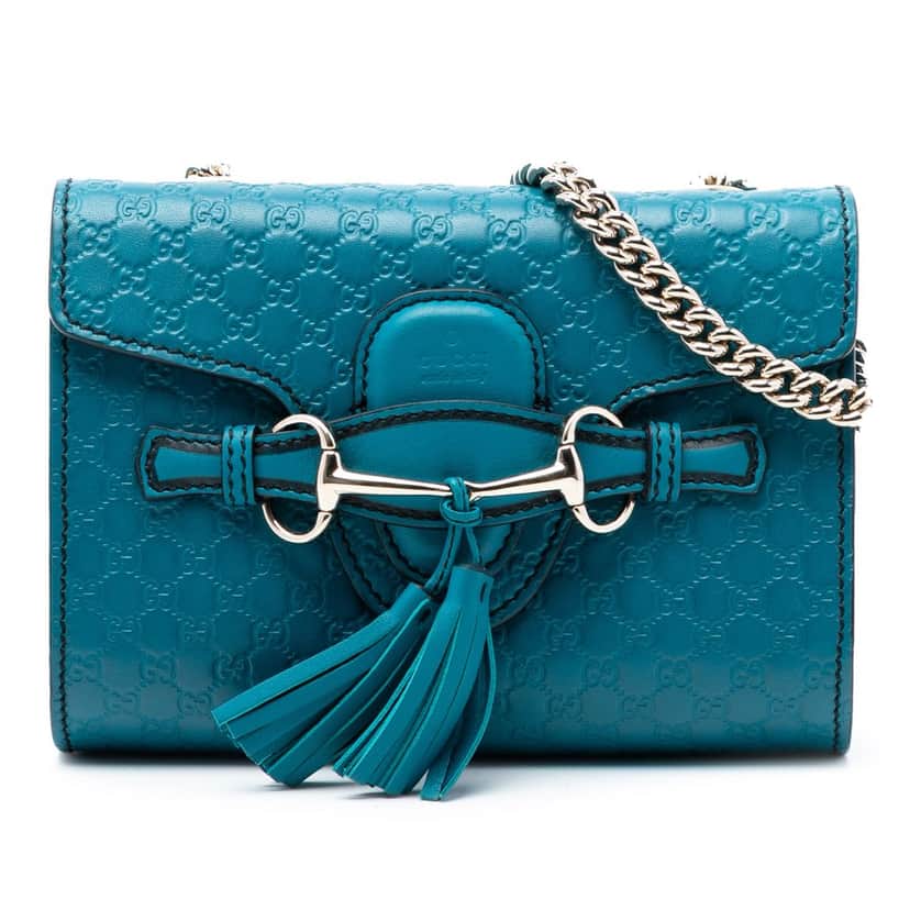 Gucci Mini Microguccissima Emily Crossbody Blue Leather Very good condition - Front View