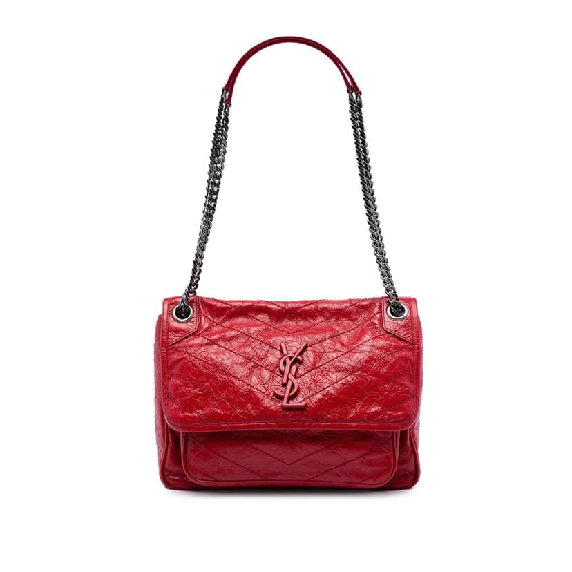 Saint Laurent Medium Crinkled Calfskin Niki Red Leather Very good condition - Front View