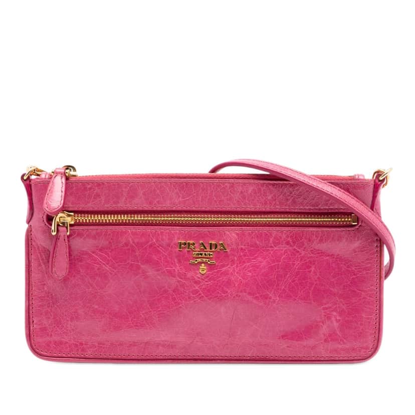 Prada Vitello Shine Crossbody Pink Leather Very good condition - Front View