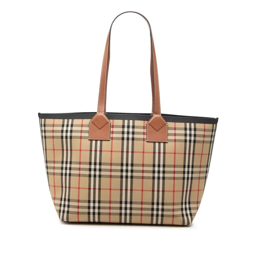 Burberry Medium House Check Canvas London Tote Beige Very good condition - Front View