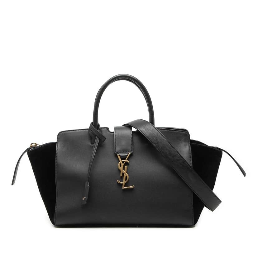 Saint Laurent Baby Suede Trimmed Leather Downtown Cabas Satchel Black Leather Very good condition - Front View