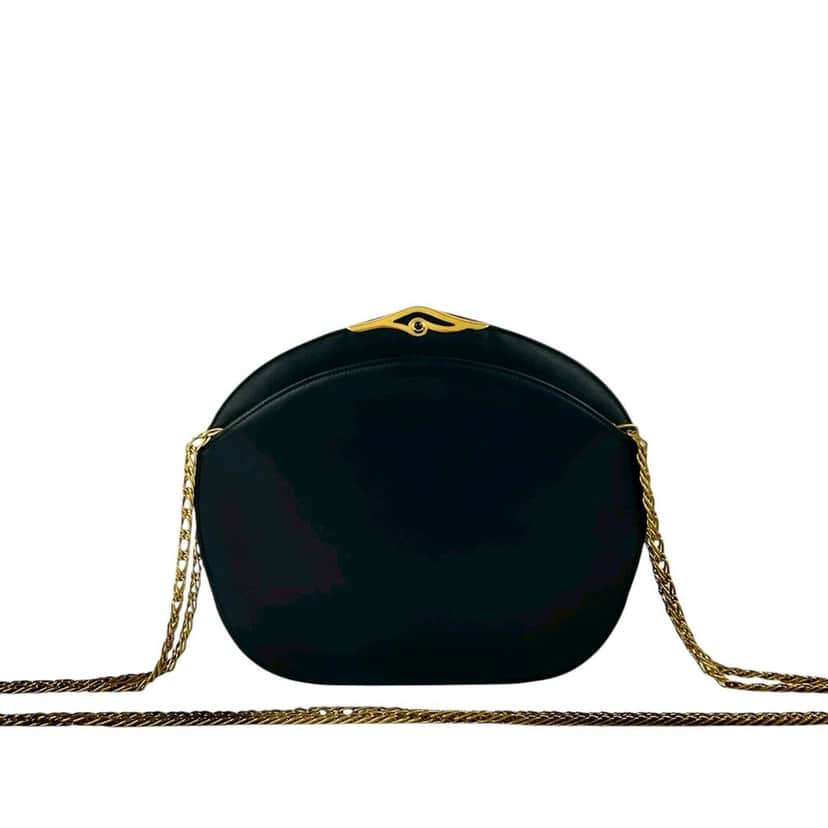 Cartier Leather Sapphire Chain Crossbody Black Leather Very good condition - Front View