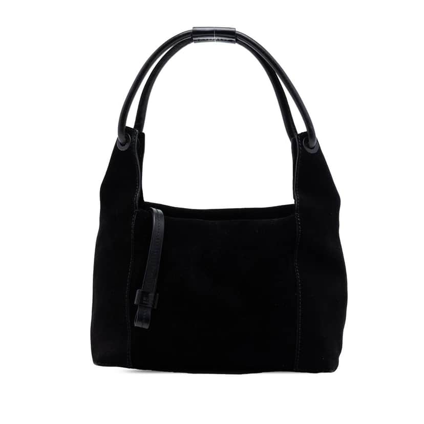 Gucci Suede Handbag Black Leather Very good condition - Front View