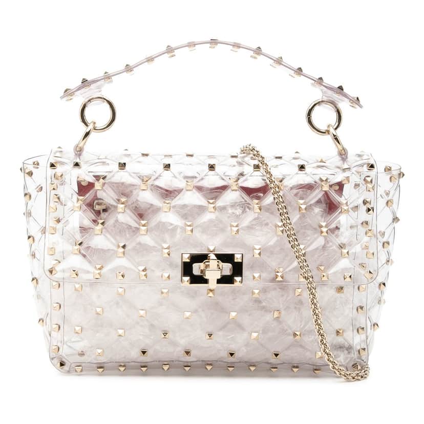 Valentino Medium PVC Rockstud Spike Satchel White Plastic Very good condition - Front View