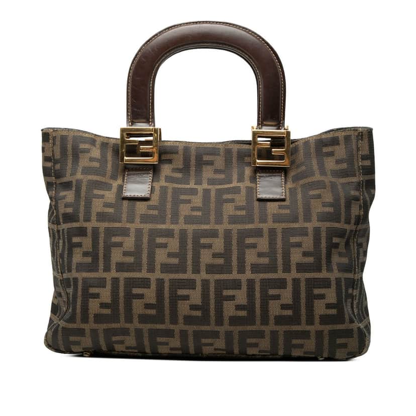 Fendi Small Zucca Canvas Twins Tote Brown Good condition - Front View
