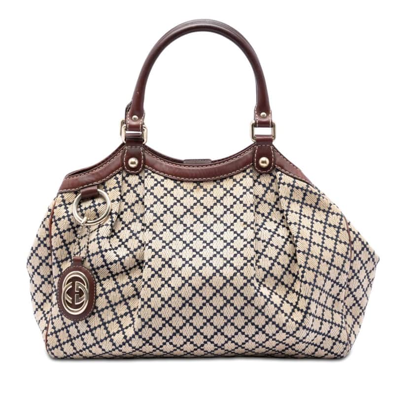 Gucci Medium Diamante Canvas Sukey Tote Beige Very good condition - Front View