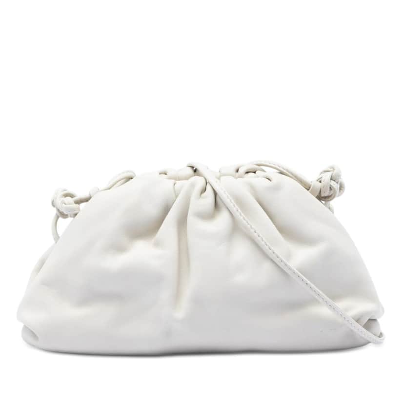 Bottega Veneta Lambskin The Mini Pouch Crossbody White Leather Very good condition - Front View