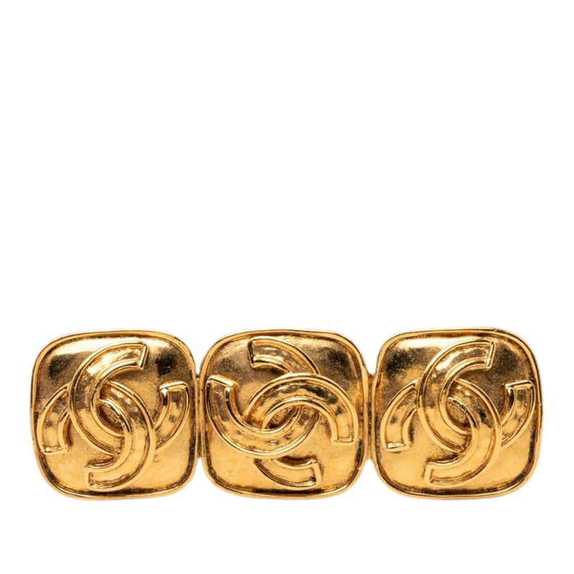 Chanel Gold Plated Triple CC Brooch Gold Metal Very good condition - Front View