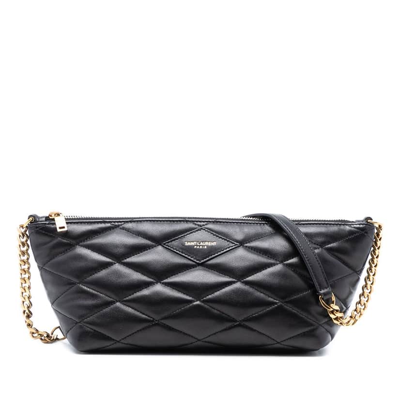 Saint Laurent Mini Quilted Lambskin Sade Shoulder Bag Black Leather Never worn, with tag - Front View