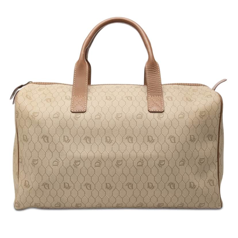 Dior Honeycomb Coated Canvas Boston Bag Beige Very good condition - Front View