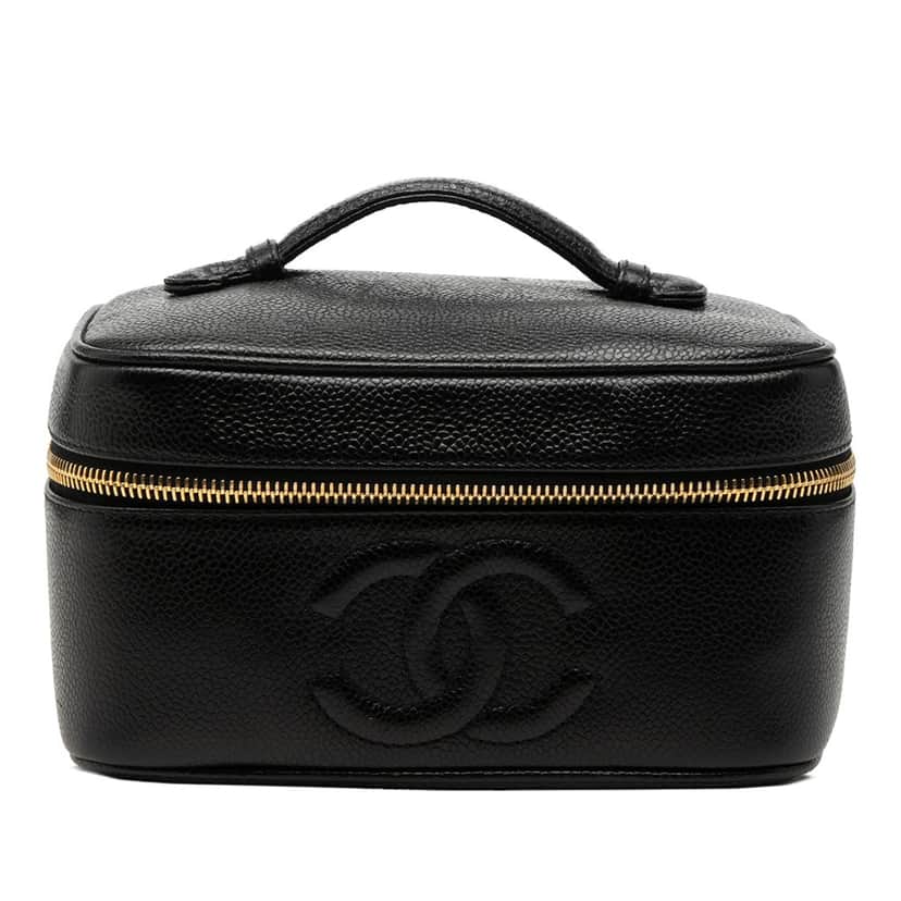 Chanel CC Caviar Vanity Bag Black Leather Very good condition - Front View